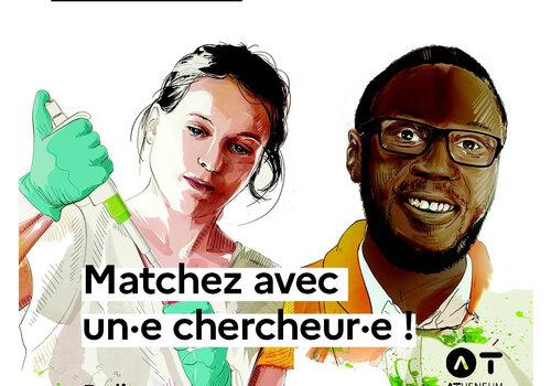 Rencontrez un·e chercheur·se ! Deux chercheurs dessinés