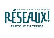 Logo bleu biennale artscience Réseaux ! Partout tu tisses